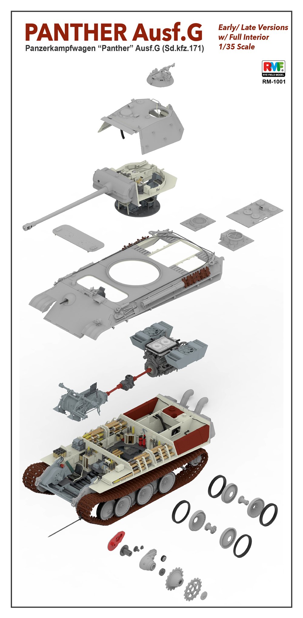 1/35 二战德国豹式中型坦克G型(全内构)